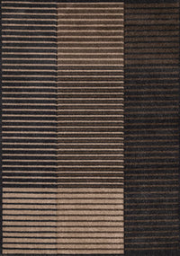 Maverick Beige Brown Black Striped Design Rug, 7'10