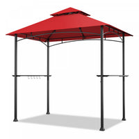 8' X 5' Bbq Grill Gazebo 2-tier Barbecue Canopy Vented Top Shelves Shelter Wine