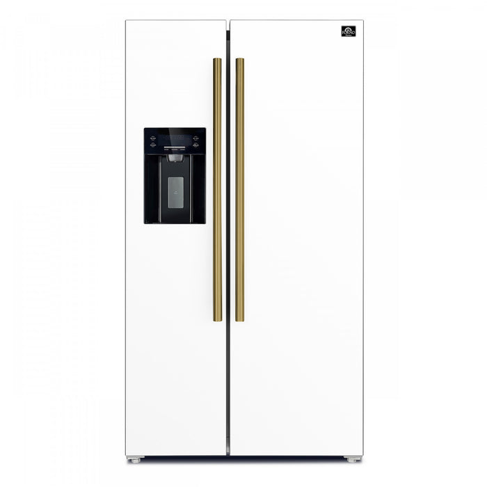Forno Salerno 36-inch Side-by-Side Refrigerator in White, 20 cu.ft. - FFRBI1844-36WHT