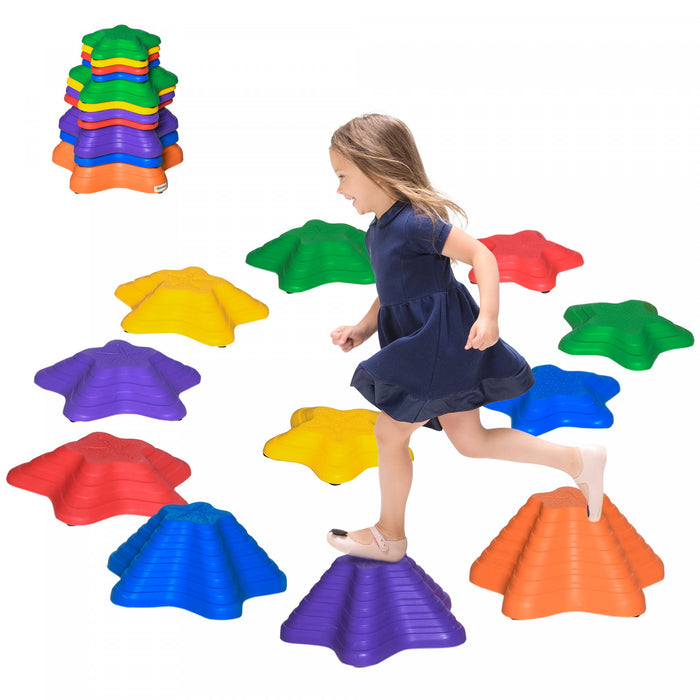 Outsunny 11pcs Larger Size Balance Stepping Stones For Kids With Non-slip Bottom, Stackable Obstacle Course Outdoor Indoor, Play River Rocks With Starfish Style