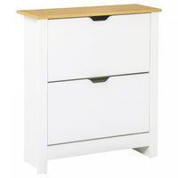 HOMCOM Narrow Shoe Cabinet for Entryway w/ 2 Flip Drawers Adjustable Shelf