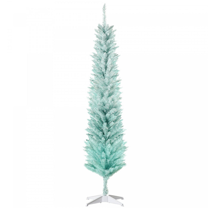 Homcom Slim Artificial Christmas Tree, Pencil Xmas Tree, Gradient Blue