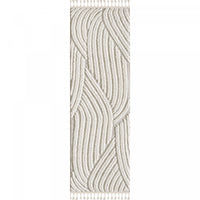 Quinto Brushed Beige Waves Shag Area Rug - 2'7