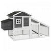 Pawhut 69\" Chicken Coop Wooden Hen House Rabbit Hutch Poultry Cage Pen Outdoor Backyard With Outdoor Run Nesting Box Removable Tray Waterproof Asphalt Roof Lockable Door Grey