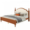 Miles Queen Size Wood Platform Bed with Curved Upholstered Headboard, Brown | Lit plateforme Miles en bois format Queen avec tete de lit rembourree incurvee, brun