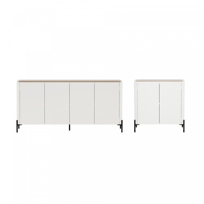 Abbey Modern 2-Piece Buffet and Accent Cabinet in Maple and Off White