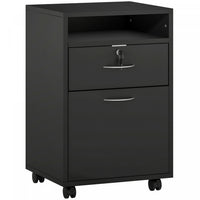 HOMCOM Vertical Filing Cabinet with Drawer Wheels, File Cabinet, Black