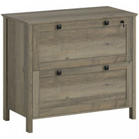 HOMCOM 2 Drawer Lateral File Cabinet for Letter, A4, Legal Size, Grey Oak