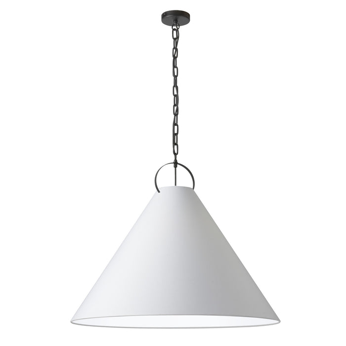Dainolite Princeton 1 Light Pendant 32\" Dia Matte Black Finish White Shade Lamp