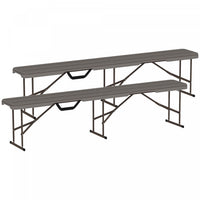 Outsunny 6 Ft Plastic Folding Bench, Portable Bench Seat, Distressed Brown
