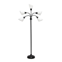 Skye 5 Light Adjustable Gooseneck Floor Lamp, Black & White, 67