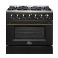 Forno Galiano 36-inch Gas Range in Black, 5.36 cu.ft. - FFSGS6244-36WHT