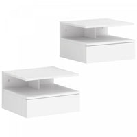 HOMCOM Floating Nightstand Set of 2, Bedside Table with Drawer and Shelf