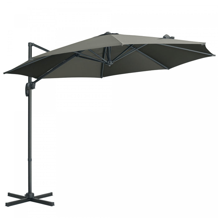 Outsunny ⌀ 9.6' Patio Hanging Offset Umbrella Aluminum Pole, 360° Rotation