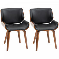 HOMCOM Dining Chairs Set of 2, PU Leather Kitchen Chairs, Black