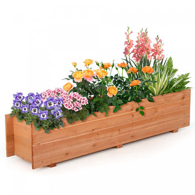 Costway Raised Garden Bed Wood Rectangular Planter Box With 2 Drainage Holes Outdoor