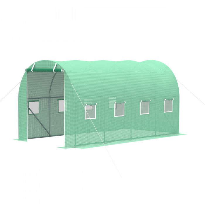 Outsunny Walk-in Tunnel Greenhouse 13 X 6.4 X 6.5 Ft Hoop House, Green