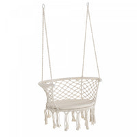 Outsunny Hanging Hammock Chair, Cotton Rope Porch Hammock Swing With Metal Frame And Cushion, Large 
