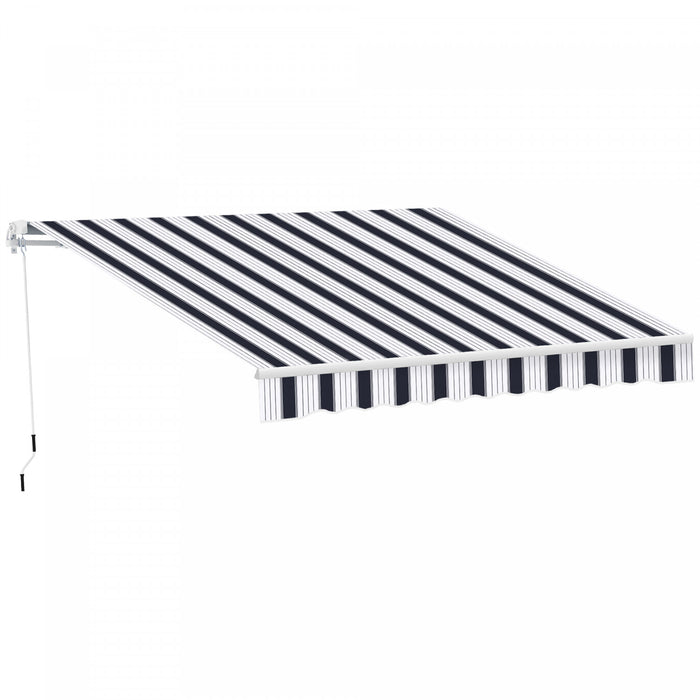 Outsunny 8' x 7' retractable awning, patio awnings, sunshade shelter with 280g/m² Uv & Water-resistant Fabric And Aluminum Frame For Deck, Balcony, Yard, Blue And White