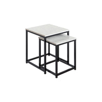 Quartz Two Square Nested Tables Marble Top 