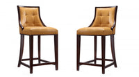 Fifth Avenue Traditional Wood Upholstered Counter Stool in Camel - Set of 2 