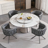 Amelia Velvet Swivel Dining Chairs with Tufted Upholstered and Metal Legs Set of 4, Grey