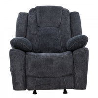 Renner 38 in. Upholstered Manual Rocker Recliner with Lever - Dark Grey 