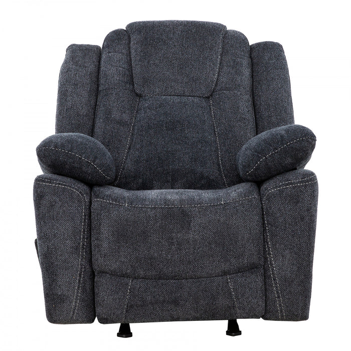 Renner 38 in. Upholstered Manual Rocker Recliner with Lever - Dark Grey