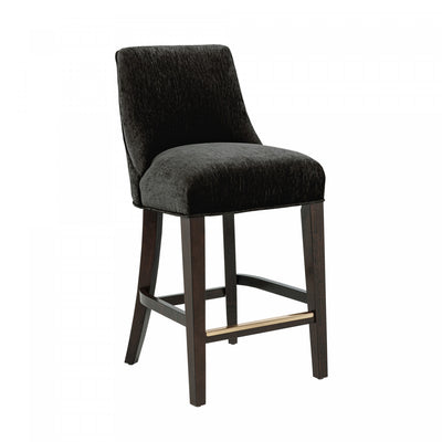 Beever Modern Chenille Wood Counter Stool in Black | Tabouret de comptoir moderne Beever en bois et chenille, coloris noir