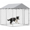 PawHut Outdoor Dog Kennel Dog Run with Waterproof, UV Resistant Cover for Small and Medium Sized Dogs, 6.6' x 6.6' x 6.6', Silver