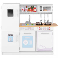 Costway Kids Kitchen Play Set With Stove Removable Sink Oven Microwave Dish Washer