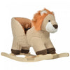 Qaba Baby Rocking Horse Lion Design Plush Stuffed Rocking Chair, Wooden Rocking Horse With Sound, Seat Belt For 18-36 Months Boys And Girls Gift, Brown