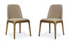 Courding Modern Vegan Leather Wood Dining Chair in Tan - Set of 2