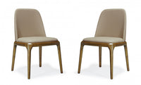 Courding Modern Vegan Leather Wood Dining Chair in Tan - Set of 2