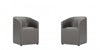 Anna Round Modern Vegan Leather Armchair in Graphite - Set of 2