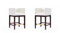 Kingsley Mid-Century Modern Wood Upholstered Counter Stool in Ivory - Set of 2