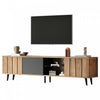 Nathan TV Stand Media Console with 3 Doors and Open Shelving,Natural | Nathan meuble TV – meuble multimedia avec 3 portes et etageres ouvertes, finition naturelle