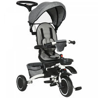 Aosom 6-in-1 Toddler Tricycle, Kids Trike With Rotatable Seat, Adjustable Push Handle, Safety Harnes