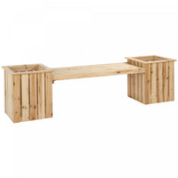 Outsunny Outdoor Wooden Garden Stool Bench With 2 Planters, Natural Wood
