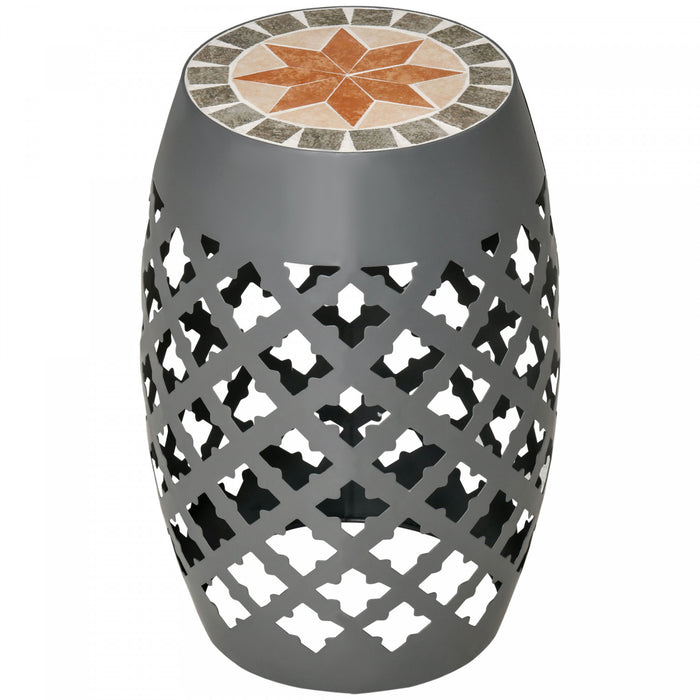 Outsunny Decorative Garden Stool Outdoor Side Table Footstool Plant Stand