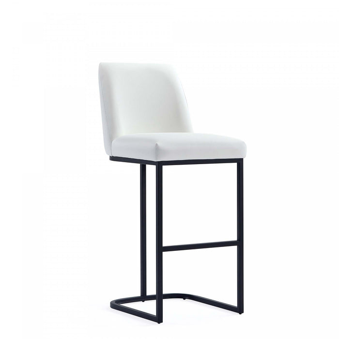 Serena Modern Metal Upholstered Barstool in White Armoire