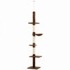 PawHut 91"-102" Cat Tree, 5-Tier Floor-to-Ceiling Cat Tower Kitty Activity Center w/ Scratching Post, Cozy Hammock Play Rest Post Pet Furniture for Jumping Climbing, Leopard Print