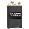 HOMCOM Narrow Shoe Cabinet with 3 Flip Drawers Adjustable Shelves, Black