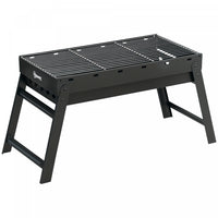 Outsunny Portable Charcoal Grill with Pull-Out Charcoal Basin, Folding Tabletop Barbecue, Compact Camping BBQ, Galvanised Metal, Black