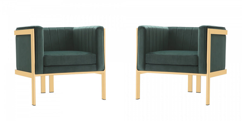Paramount Modern Velvet Lounge Chair in Forest Green - Set of 2