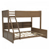 Liam Solid Wood Twin XL Over Queen Bunk Bed with Storage & USB Ports, Brown