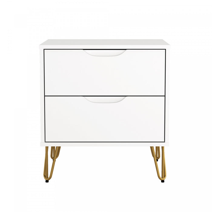 Avira Mid-Century Modern 20\" Nightstand in White (2-Drawer)