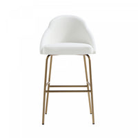 Gracie Modern Metal Upholstered Barstool in White and Gold Bar Stool 