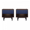 Duane Mid-Century Modern 20\" Fluted Nightstand in Navy Blue (1-Drawer) - Set of 2