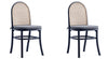 Manhattan Comfort Set Of 2 Paragon Dining Chairs with Grey Cushions - Black & Cane